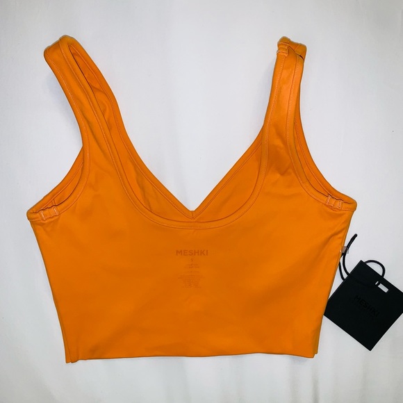 Meshki Jolie Seam Detail Longline Crop Top - Tangerine - Picture 2 of 5